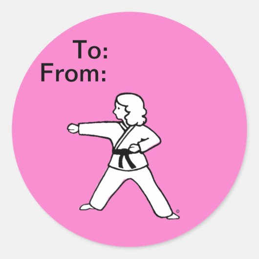 Martial Arts Stance Gift Labels Meisje met Blond H (Voorkant)
