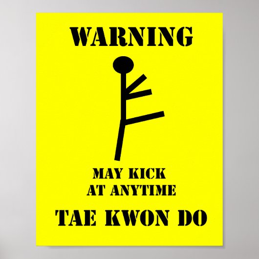 Martial Arts Taekwondo Waarschuwing Poster (Voorkant)