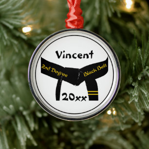 Martial Arts tweede graads zwarte riem rang Metalen Ornament