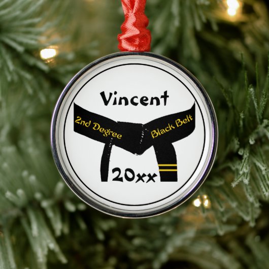 Martial Arts tweede graads zwarte riem rang Metalen Ornament (Boom)