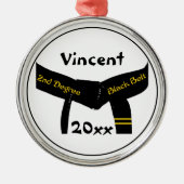 Martial Arts tweede graads zwarte riem rang Metalen Ornament (Voorkant)
