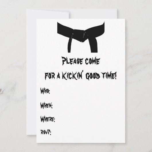 Martial Arts Verjaardagsfeest Geel Rood Uitnodigin Kaart (Voorkant)