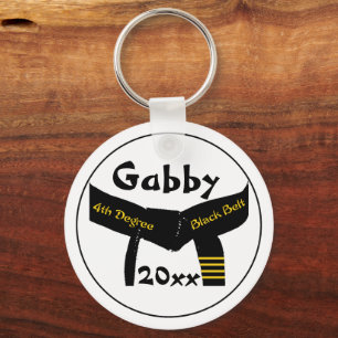 Martial Arts Vierde graad Zwarte Gordel Sleutelhan Sleutelhanger