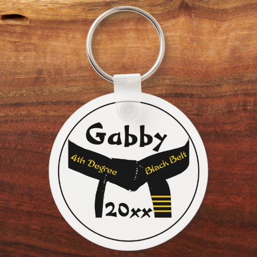 Martial Arts Vierde graad Zwarte Gordel Sleutelhan Sleutelhanger (Voorkant)