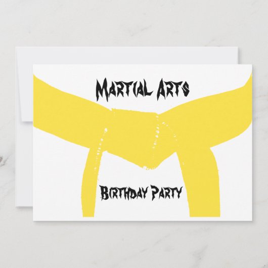 Martial Arts Yellow Belt Verjaardagsfeest Uitnodig Kaart (Achterkant)