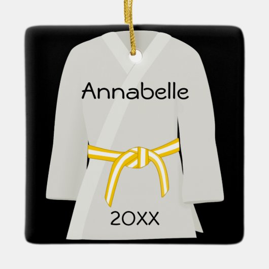 Martial Arts Yellow White Belt Ornament (Voorkant)