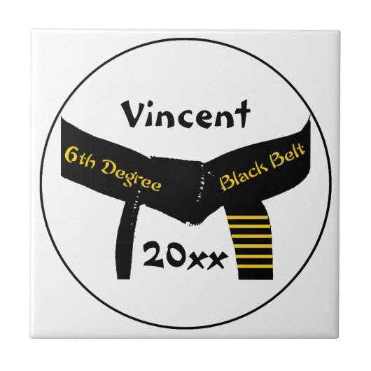 Martial Arts Zesde Graad Zwarte Gordel Tegel Tegeltje (Voorkant)