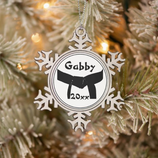 Martial Arts zwarte riem gedateerd Tin Sneeuwvlok Ornament (Boom)