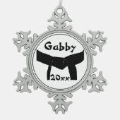 Martial Arts zwarte riem gedateerd Tin Sneeuwvlok Ornament (Voorkant)