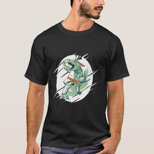 Martial Karate Dinosaur Rex T-shirt (Voorkant)