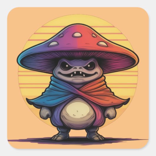 Martial Mushroom Vierkante Sticker (Voorkant)