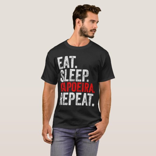 Martial Ninja Costume Eat Sleep Capoeira Herhalen T-shirt (Voorkant volledig)