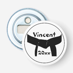 Martiale Arts Black Belt Bottle Open Button Flesopener