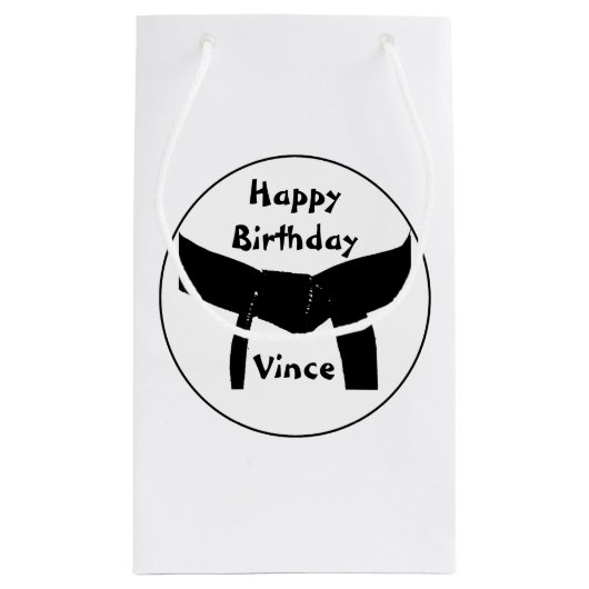 Martiale Arts Black Belt Happy Birthday Klein Cadeauzakje (Achterkant)