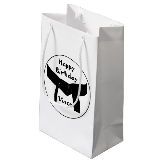 Martiale Arts Black Belt Happy Birthday Klein Cadeauzakje (Achterkant Gekanteld)