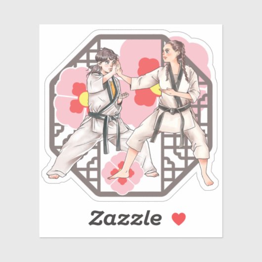 Martiale Harmonie - Vrouwelijk Duo in Actie Sticker (Vel)