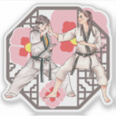 Martiale Harmonie - Vrouwelijk Duo in Actie Sticker (Voorkant)