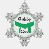 Martiale Kunst Groene Belt Gedateerd Tin Sneeuwvlok Ornament (Voorkant)