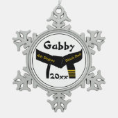 Martiale Kunst, vierde graad zwart, gordel Tin Sneeuwvlok Ornament (Voorkant)