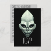 Martian Alien Extraterrestrial Buitenspatie RSVP Kaartje (Voorkant / Achterkant)
