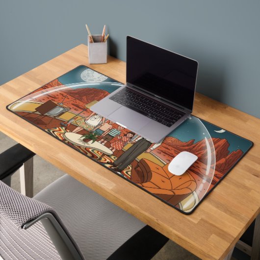 Martian Bubble Home - Retro Family Adventure Scene Bureaumat (Kantoor 2)