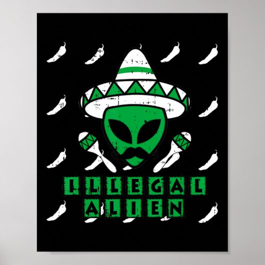 Martian Illegal Alien Mexican Area-51 Funny Hallow Poster (Voorkant)