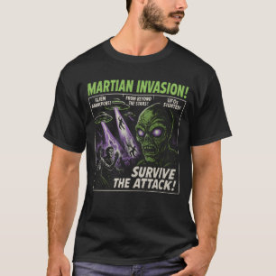 Martian Invasion Alien Film Poster Halloween vrien T-shirt