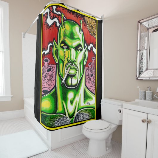 Martian Machismo Douchegordijn (In situ)