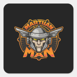 Martian Man Futuristic Logo Art Vierkante Sticker