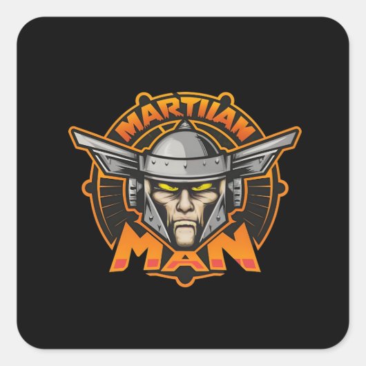 Martian Man Futuristic Logo Art Vierkante Sticker (Voorkant)