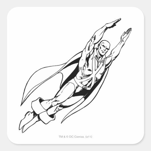 Martian Manhunter Soars 4 Vierkante Sticker (Voorkant)