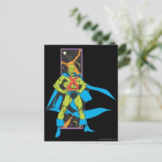 Martian Manhunter & Space Backdrop Briefkaart (Staand voorkant)