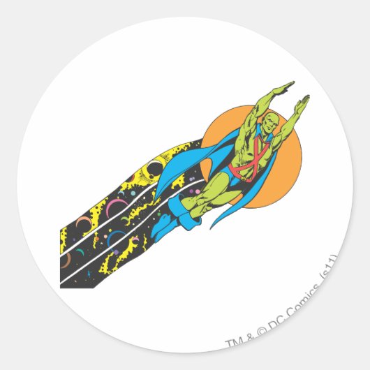 Martian Manhunter vliegt Ronde Sticker (Voorkant)