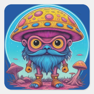 Martian Mushroom Explorer Vierkante Sticker