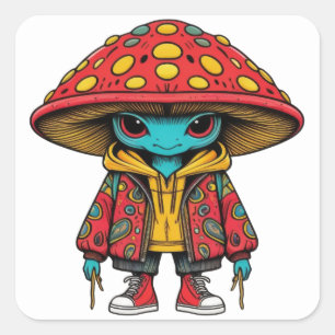 Martian Mushroom Vierkante Sticker