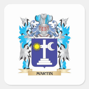 Martin Coat of Arms - Family Crest Vierkante Sticker