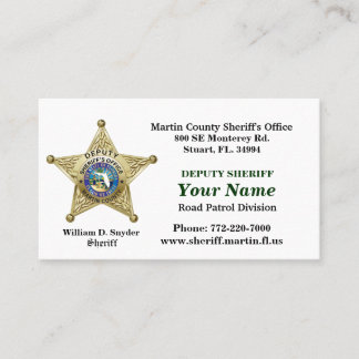 Martin County Sheriff's Kantoor Kaart. Visitekaartje