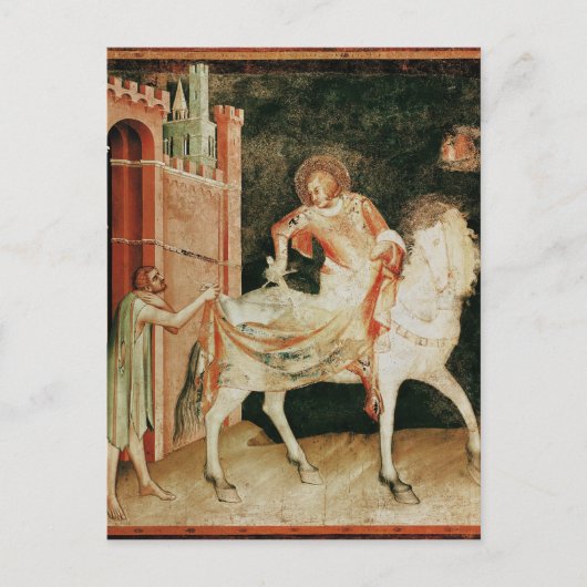 Martin deelt zijn cloak met de bedelaar briefkaart (Voorkant)