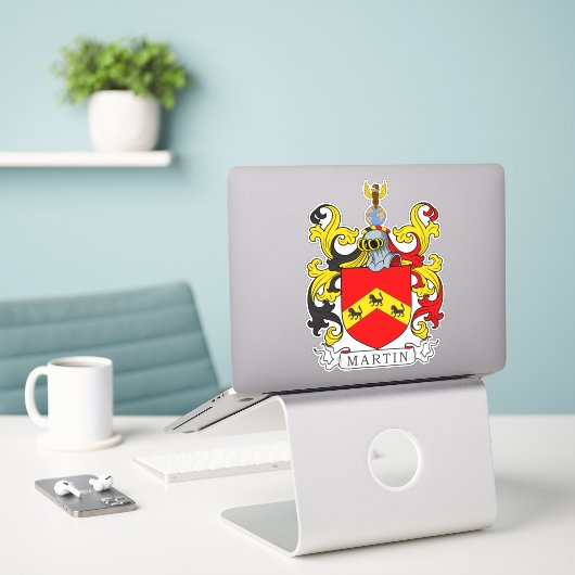 Martin Family Crest Sticker (Laptop op bureau)