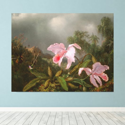 MARTIN J. HEADE Oerwoud Orchideeën & kolibries 187 Canvas Afdruk (Insitu (Houten vloer))