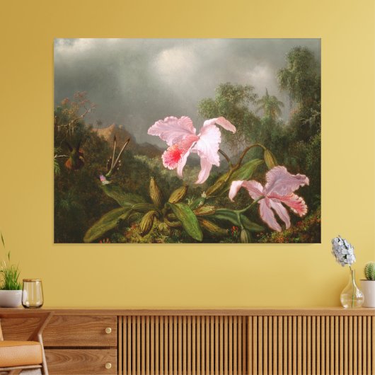 MARTIN J. HEADE Oerwoud Orchideeën & kolibries 187 Canvas Afdruk (Insitu (Woonkamer))