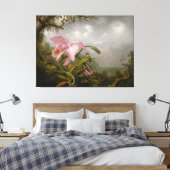 MARTIN J. HEADE - Orchidee en kolibrie - c. 1885 Canvas Afdruk (Insitu (Slaapkamer))