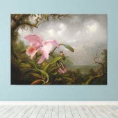 MARTIN J. HEADE - Orchidee en kolibrie - c. 1885 Canvas Afdruk (Insitu (Houten vloer))