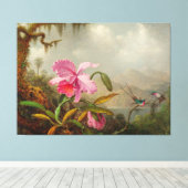 MARTIN J. HEADE Orchidee en kolibries (1875-90) Canvas Afdruk (Insitu (Houten vloer))