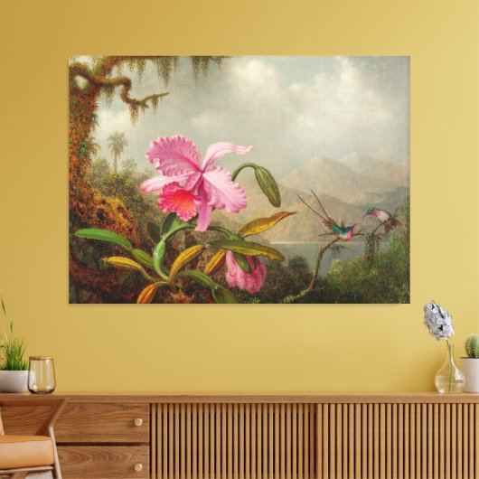 MARTIN J. HEADE Orchidee en kolibries (1875-90) Canvas Afdruk (Insitu (Woonkamer))