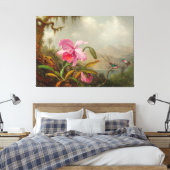 MARTIN J. HEADE Orchidee en kolibries (1875-90) Canvas Afdruk (Insitu (Slaapkamer))