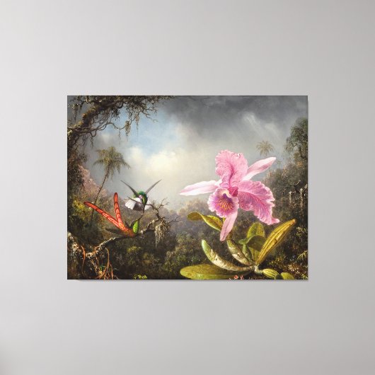 MARTIN J. HEADE Orchidee met twee kolibries 1871 Canvas Afdruk (Voorkant)