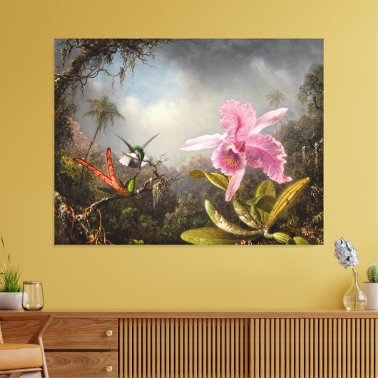 MARTIN J. HEADE Orchidee met twee kolibries 1871 Canvas Afdruk (Insitu (Woonkamer))