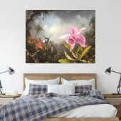 MARTIN J. HEADE Orchidee met twee kolibries 1871 Canvas Afdruk (Insitu (Slaapkamer))