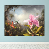 MARTIN J. HEADE Orchidee met twee kolibries 1871 Canvas Afdruk (Insitu (Houten vloer))